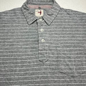 Relwen 100% Cotton Striped Grey Polo Mens Large